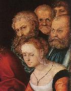 CRANACH, Lucas the Elder Christ and the Adulteress (detail) dfh oil on canvas